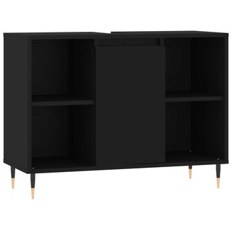 Badkamerkast 80x33x60 cm bewerkt hout zwart 2