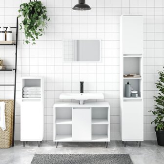 Badkamerkast 80x33x60 cm bewerkt hout wit 1