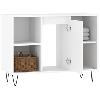 Badkamerkast 80x33x60 cm bewerkt hout wit 4