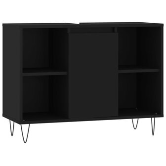 Badkamerkast 80x33x60 cm bewerkt hout zwart 2