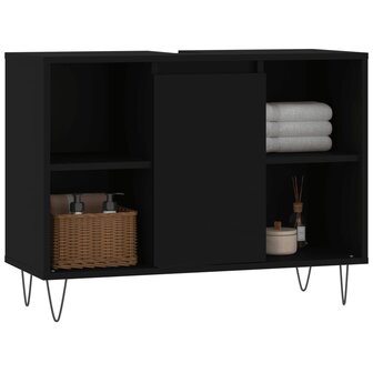 Badkamerkast 80x33x60 cm bewerkt hout zwart 3
