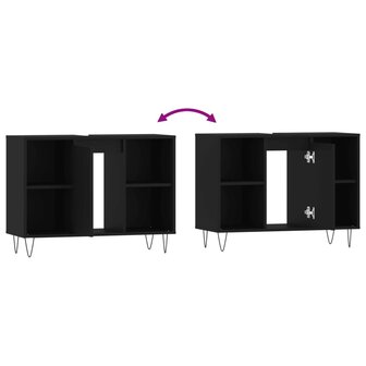Badkamerkast 80x33x60 cm bewerkt hout zwart 9