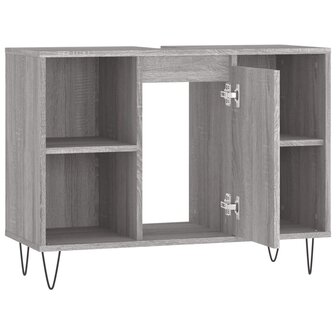 Badkamerkast 80x33x60 cm bewerkt hout grijs sonoma eikenkleurig 6