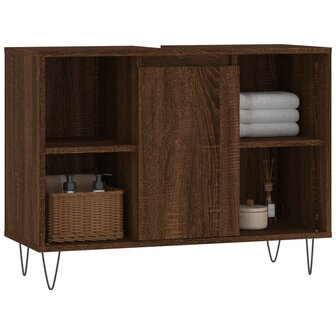 Badkamerkast 80x33x60 cm bewerkt hout bruin eikenkleur 3