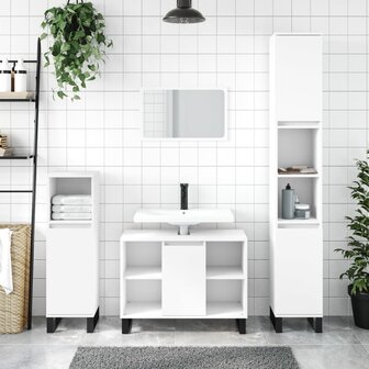 Badkamerkast 80x33x60 cm bewerkt hout wit 1