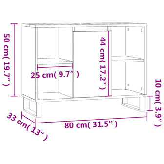 Badkamerkast 80x33x60 cm bewerkt hout wit 12