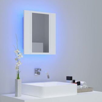 Badkamerkast met spiegel en LED 40x12x45 cm acryl wit 3