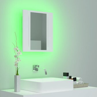 Badkamerkast met spiegel en LED 40x12x45 cm acryl wit 4