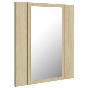 Badkamerkast met spiegel LED 40x12x45 acryl sonoma eikenkleurig 8