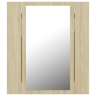 Badkamerkast met spiegel LED 40x12x45 acryl sonoma eikenkleurig 9