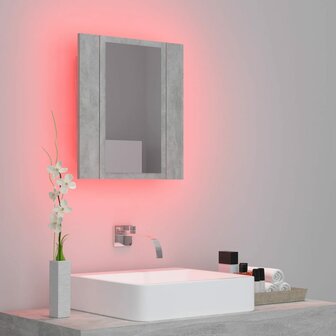 Badkamerkast met spiegel en LED 40x12x45 cm acryl betongrijs 5