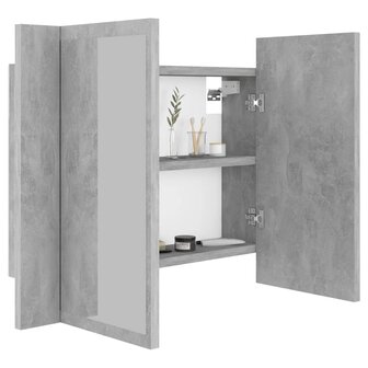 Badkamerkast met spiegel en LED 60x12x45 cm acryl betongrijs 7