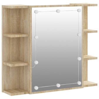 Spiegelkast met LED-verlichting 70x16,5x60 cm sonoma eikenkleur 2