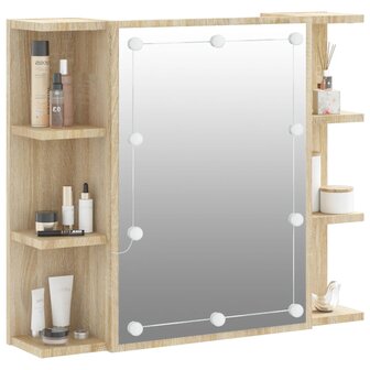 Spiegelkast met LED-verlichting 70x16,5x60 cm sonoma eikenkleur 6