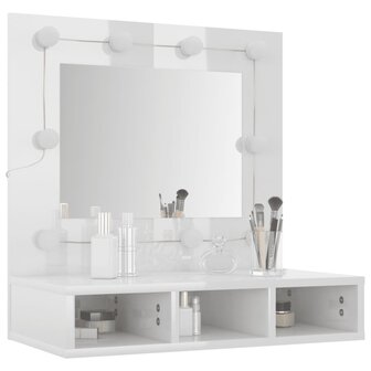 Spiegelkast met LED-verlichting 60x31,5x62 cm hoogglans wit 12