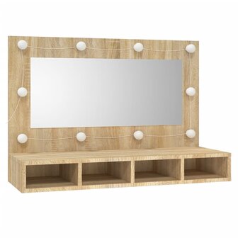 Spiegelkast met LED-verlichting 90x31,5x62 cm sonoma eikenkleur 3