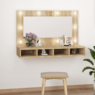 Spiegelkast met LED-verlichting 90x31,5x62 cm sonoma eikenkleur 12
