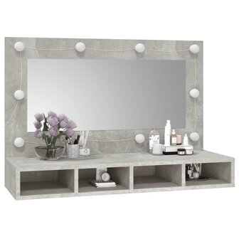 Spiegelkast met LED-verlichting 90x31,5x62 cm betongrijs 10
