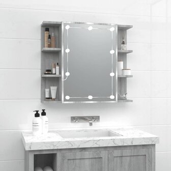 Spiegelkast met LED-verlichting 70x16,5x60 cm grijs sonoma 1