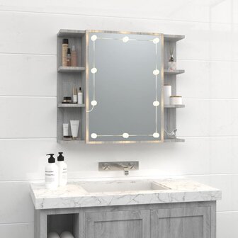 Spiegelkast met LED-verlichting 70x16,5x60 cm grijs sonoma 3