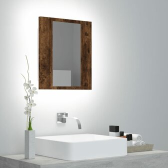 Badkamerspiegelkast LED 40x12x45 cm bewerkt hout gerookt eiken 1