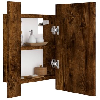 Badkamerspiegelkast LED 40x12x45 cm bewerkt hout gerookt eiken 7