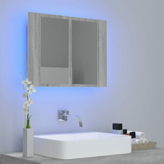 Spiegelkast LED 60x12x45 cm bewerkt hout grijs sonoma eiken 3