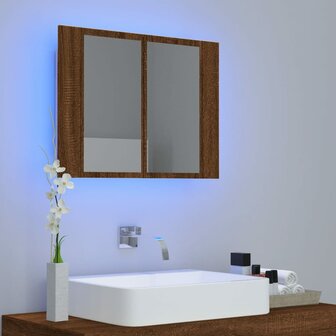 Spiegelkast LED 60x12x45 cm bewerkt hout bruin eikenkleur 3