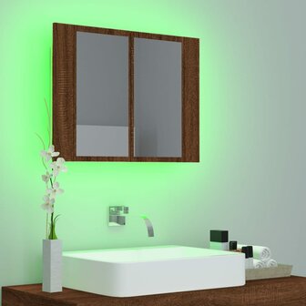 Spiegelkast LED 60x12x45 cm bewerkt hout bruin eikenkleur 5