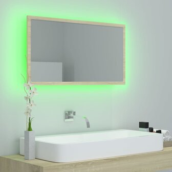 Badkamerspiegel LED 80x8,5x37 cm acryl sonoma eikenkleurig 4