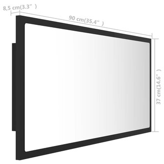 Badkamerspiegel LED 90x8,5x37 cm acryl grijs 12