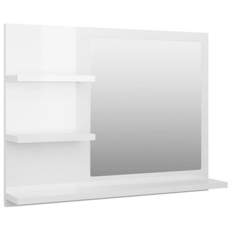 Badkamerspiegel 60x10,5x45 cm bewerkt hout hoogglans wit 2