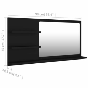 Badkamerspiegel 90x10,5x45 cm bewerkt hout zwart 7