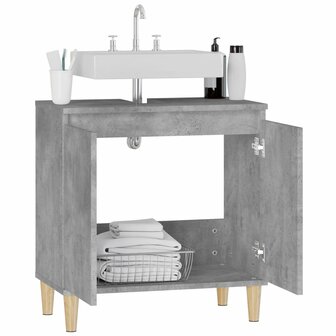 Wastafelkast 58x33x60 cm bewerkt hout betongrijs 5