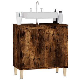 Wastafelkast 58x33x60 cm bewerkt hout gerookt eikenkleurig 4