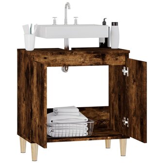 Wastafelkast 58x33x60 cm bewerkt hout gerookt eikenkleurig 5