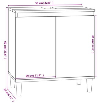 Wastafelkast 58x33x60 cm bewerkt hout gerookt eikenkleurig 10