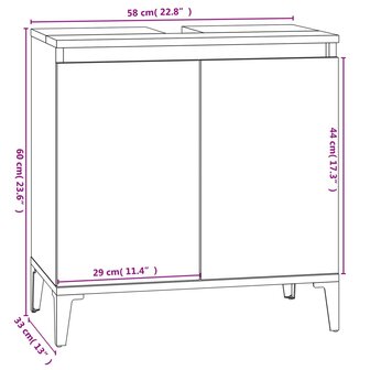 Wastafelkast 58x33x60 cm bewerkt hout zwart 10