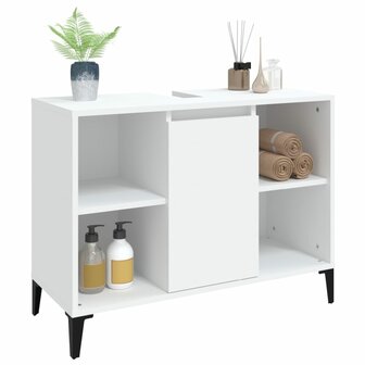 Wastafelkast 80x33x60 cm bewerkt hout wit 4