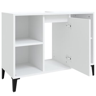 Wastafelkast 80x33x60 cm bewerkt hout wit 7