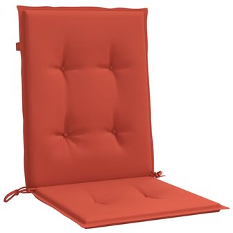 Stoelkussens 2 st lage rug 100x50x4 cm stof gem&ecirc;leerd rood 4