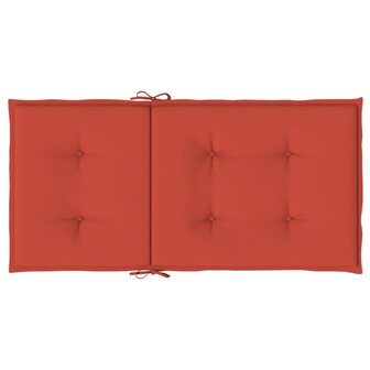 Stoelkussens 2 st lage rug 100x50x4 cm stof gem&ecirc;leerd rood 5