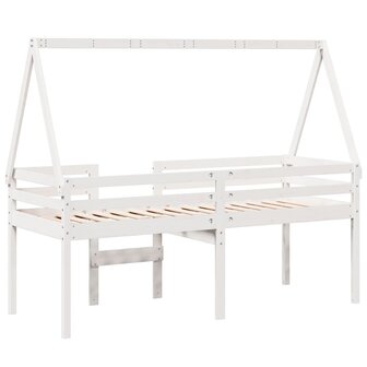 Hoogslaper met dak massief grenenhout wit 80x200 cm 8
