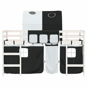 Kinderhoogslaper met tunnel 90x200 cm grenenhout wit en zwart 5