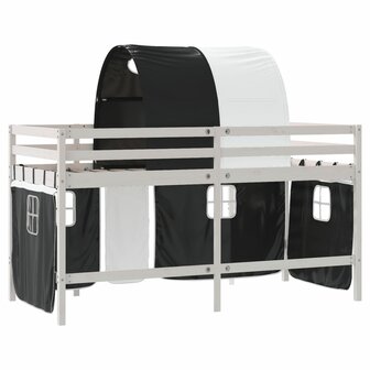 Kinderhoogslaper met tunnel 90x200 cm grenenhout wit en zwart 9