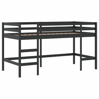 Kinderhoogslaper met tunnel 90x200 cm grenenhout wit en zwart 6