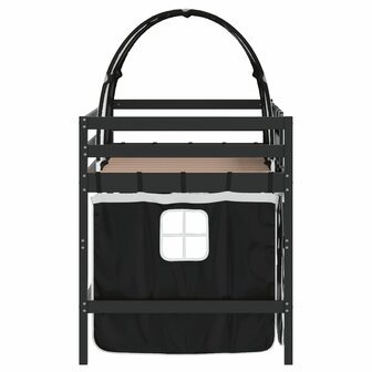 Kinderhoogslaper met tunnel 90x200 cm grenenhout wit en zwart 8