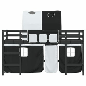 Kinderhoogslaper met tunnel 90x190 cm grenenhout wit en zwart 5