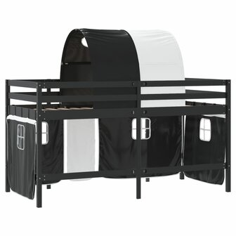 Kinderhoogslaper met tunnel 90x190 cm grenenhout wit en zwart 9