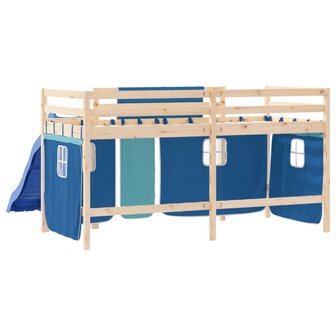 Kinderhoogslaper met gordijnen 80x200 cm grenenhout blauw 7